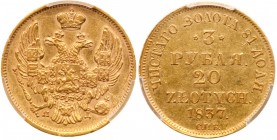 3 Roubles – 20 Zlotych 1837 CПБ-ПД. GOLD. 

Bit 1078 (R ), Sev 426. PCGS Genuine, scratch – XF Detail. Scratch in lower obverse right margin.

Ext...