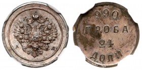 24 Dolyas Mining Ingot, ND (1880-1900) AД. 

Bit 264 (R2), Sev 4209 (RRR). Very rare. Authenticated and graded by NGC MS 62. Lovely pale violet-gray...