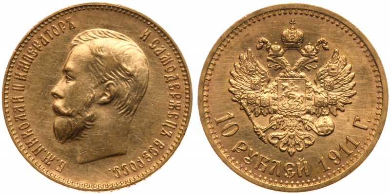 10 Roubles 1911 ЭБ. GOLD. 

Bit 16, Fr 178. Scarce date with a mintage of only...