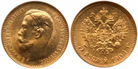 5 Roubles 1904 AP. GOLD. 

Bit 31, Fr 180. Authenticated and graded by NGC MS 65.

Choice brilliant uncirculated.