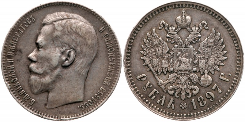 Rouble 1897 ‘bird’ and star. Brussels mint. So-called ‘Pattern’ edge mark.

19...