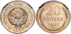 20 Kopecks 1925. 

Fed 13п, Y 88. Authenticated and graded by NGC PR 64. Shimmering lustre.

Gem PROOF