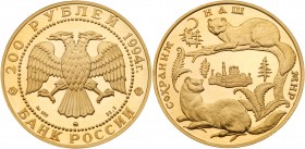 Complete 1994 GOLD Sable Set. 999 Gold. Wildlife series.

25 Roubles. 3.11 gm. Y 524. 4,000 pieces struck; 50 Roubles. 7.77 gm. Y 525. 2,500 pieces ...