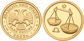 Group of Five 25 Roubles 2002. GOLD, .999. 3.11 gm each. Zodiac series. Libra

; Sagittarius; Leo, Scorpio and Capricorn.

One Gem brilliant uncir...