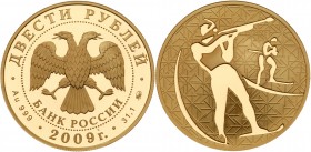 200 Roubles 2009. GOLD, .999. 31.1 gm. Biathlon.

Y 1212. Scarce low mintage of only 500 pcs.

Gem brilliant PROOF
