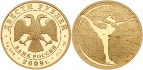 200 Roubles 2009. GOLD, .999. 31.1 gm. Figure Scating.

Y 1213. Scarce low mintage of only 500 pcs.

Gem brilliant PROOF