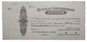 Russian Government. Specimen Treasury Bill 500,000 Pounds, 29 November, 1917.

Pen notation “073673 16.11.17” upper left. Issued by the “delegation ...