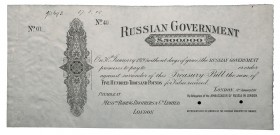 Russian Government. Specimen Treasury Bill 500,000 Pounds, 31 January, 1918.

Pen notation “073693 17.1.18” upper left. Issued by the “delegation of...