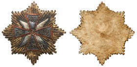 Embroidered Breast Star. Congress Kingdom of Poland, 1815-1830.

113 mm. Silver gilt wire with spangle rays and borders. Leather and parchment backi...
