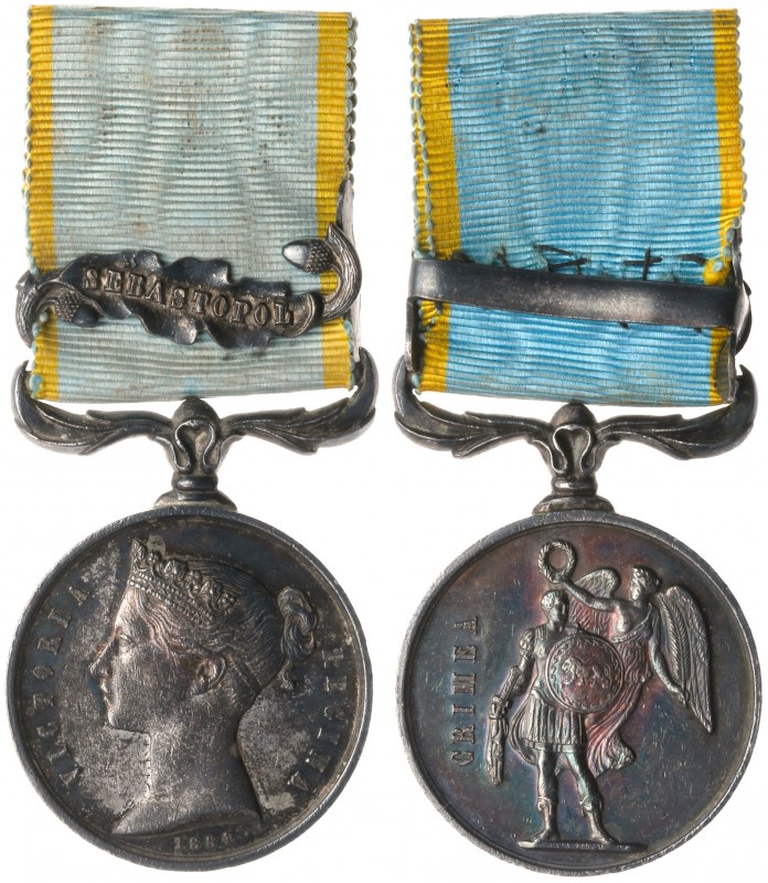 British Crimean War Medal. 

Very rare variety without W. WYON on truncation. ...