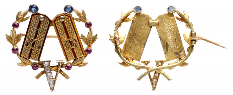 Gold Brooch with Twin Military Shoulderboards. Second Corps, ТK. 

GOLD. 8.1 g...
