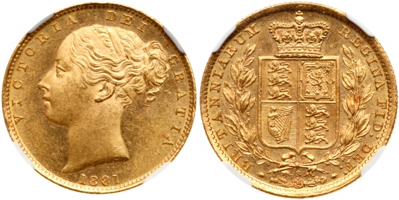 Australia
Victoria (1837-1901), Gold Sovereign, 1881 S. Sydney Mint, fourth you...