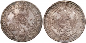 Austria
Maximilian II (1564-1576). Silver Taler, 1573. Joachimstal mint. Crowned bust right holding sword and scepter dividing date (Dav 8057). Rever...