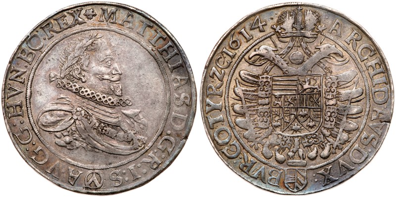 Austria
Matthias (1612-1619). Silver Taler, 1614. Vienna mint. Laureate bust ri...