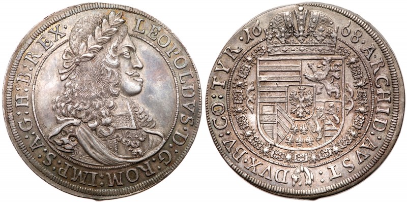 Austria
Leopold I (1657-1705). Silver Taler, 1668. Hall mint. Laureate bust rig...