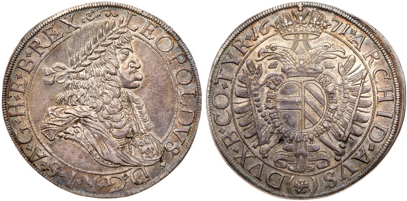 Austria
Leopold I (1657-1705). Silver Taler, 1671. Vienna mint. Large laureate ...