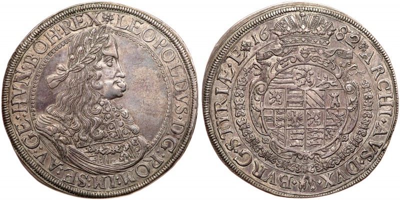 Austria
Leopold I (1657-1705). Silver Taler, 1682-IAN. Graz mint. Laureate bust...