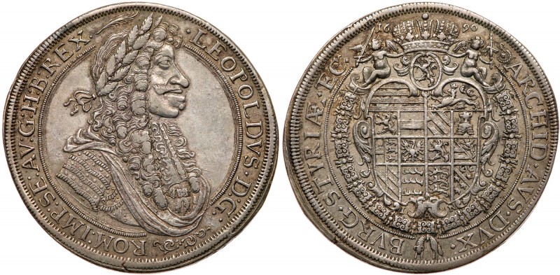 Austria
Leopold I (1657-1705). Silver Taler, 1690. Graz mint. Large laureate bu...
