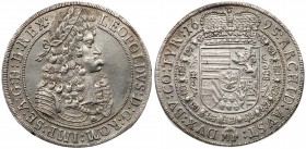 Austria
Leopold I (1657-1705). Silver Taler, 1695 IAK. Hall mint. Laureate, peruke, armored narrow bust right wearing order chain. Rev. Crowned Arms ...