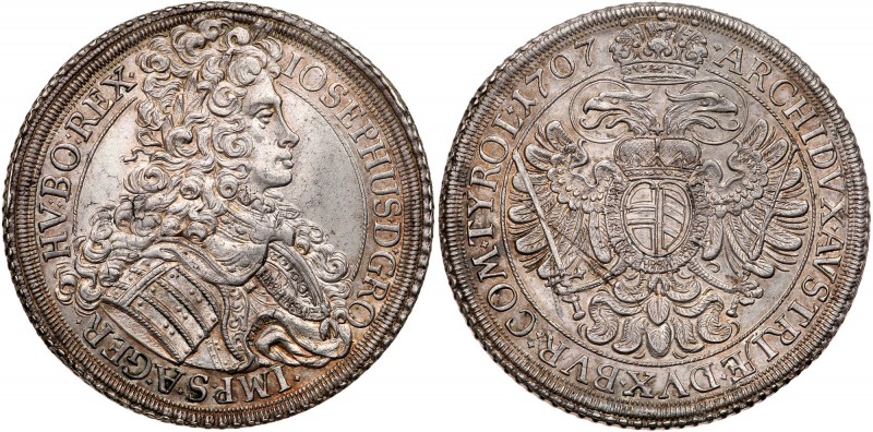 Austria
Joseph I (1705-1711). Silver Taler, 1707-IMH. Vienna mint. Laureate bus...