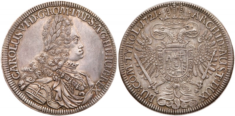 Austria
Charles VI (1711-1740). Silver Taler, 1721. Hall mint. Laureate armored...