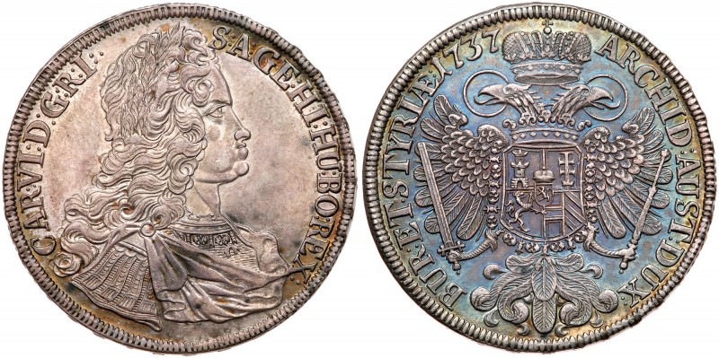 Austria
Charles VI (1711-1740). Silver Taler, 1737. Graz mint. Large laureate b...