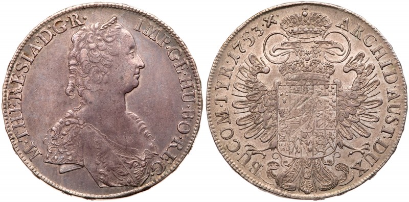 Austria
Maria Theresia (1740-1780). Silver Taler, 1753. Hall mint. Bust in deco...