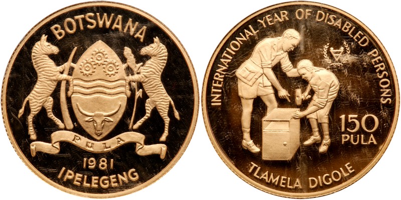 Botswana
Gold Piedort 150 Pula, 1981. International Year of Disabled Persons. N...