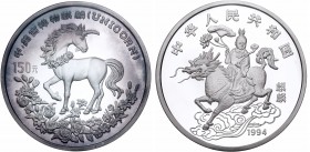 China
People's Republic. Silver 150 Yuan, 1994. 20 Ounces. Mintage of only 500. First year of Unicorn series (KM 683). In NGC holder graded Proof 66 ...