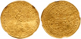 Anglo-Gallic (France)
Edward III (1327-77), Gold Guyennois d'Or, third issue (c.1362). La Rochelle Mint, armoured crowned figure of King walking righ...