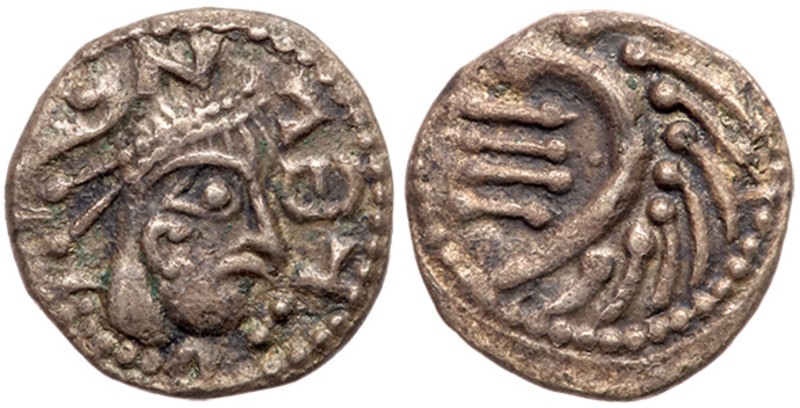 Great Britain
Early Anglo-Saxon period (c.600-775). Sceat. Series T, type 9. Di...
