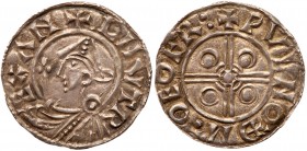 Great Britain
Late Anglo-Saxon. Cnut (1016-35), Silver Penny. Pointed Helmet type (c.1024-30). Helmeted bust left with scepter, +CNVT R EX AN, Rev. v...