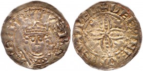 Great Britain
Henry I (1100-35), Silver Penny, Pellets in quatrefoil type (c.1123). Southwark Mint, moneyer Lefwine. Crowned bust facing holding a sc...