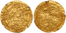 Great Britain
Henry VI, first reign (1422-61), Gold Noble of six Shillings and eight pence, Annulet issue (1422-30). York mint, King standing in ship...
