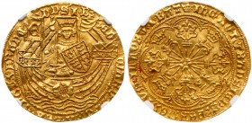 Great Britain
Edward IV, first reign (1461-70), Gold "Rose" Ryal of ten shillings, light coinage (1466-67). London Mint, King standing in ship holdin...
