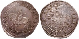 Great Britain
Charles I (1625-1649). Silver Crown, Truro Mint (1642-43). King on horseback left, sash flies out in two loose ends, Rev. Oval garnishe...
