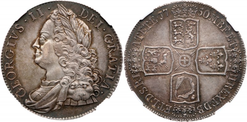 Great Britain
George II (1727-60), Silver Crown, 1750. Older laureate and drape...