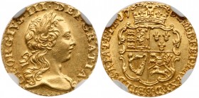 Great Britain
George III (1760-1820), Gold Quarter Guinea, 1762. Long haired laureate head right, Latin legend and toothed border surrounding, GEORGI...