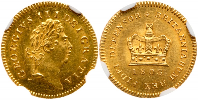 Great Britain
George III (1760-1820), Gold Third Guinea, 1803. Second type, fir...