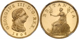 Great Britain
George III (1760-1820), Gilt Copper Proof Farthing, 1806. Soho Mint Birmingham, early period, laureate and draped bust right, side whis...