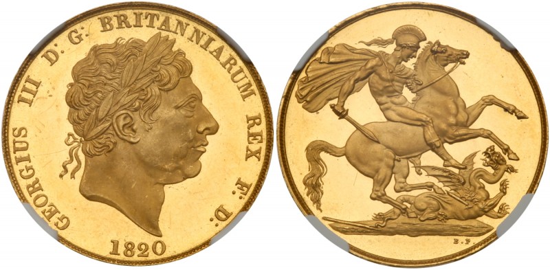Great Britain
George III (1760-1820), Gold Proof Pattern Two Pounds, 1820. Laur...