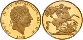 Great Britain
George III (1760-1820), Gold Proof Pattern Two Pounds, 1820. Laureate head right by Benedetto Pistrucci, date below, legend and toothed...