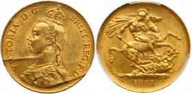 Great Britain
Victoria (1837-1901), Gold Two Pounds, 1887. Jubilee type crowned bust left, J.E.B. initials on truncation, normal eye some stops in le...