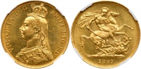 Great Britain
Victoria (1837-1901), Gold Two Pounds, 1887. Jubilee type crowned bust left, vertical flaw on eye, J.E.B. initials on truncation, legen...