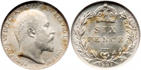 Great Britain
Edward VII (1901-10), Silver Sixpence, 1907. Bare head right, DES below truncation for engraver George William De Saulles, Latin legend...