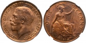 Great Britain
George V (1910-36), Bronze Penny, 1918 KN. Kings Norton Mint, bare head right, BM on truncation for engraver Bertram Mackennal, Latin l...