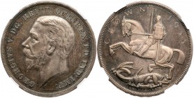 Great Britain
George V (1910-36), Half-Silver Proof Crown, 1935. Silver Jubilee Issue, bare head left with raised BM for Bertram Mackennal on truncat...