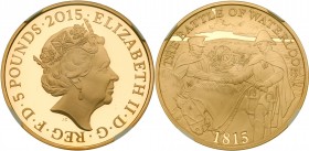 Great Britain
Elizabeth II (1952 -), Gold proof Crown of Five Pounds, 2015. Struck in 22 carat gold, crowned bust right, JC initials below for design...