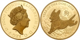 Great Britain
Elizabeth II (1952 -), Gold Proof One Thousand Pounds, 2018. One Kilo of 999.9 Fine Gold, struck for the Chinese year of the dog, crown...