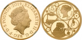 Great Britain
Elizabeth II (1952 -), Gold proof Crown of Five Pounds, 2019. Struck in 22 carat gold, to commemorate the 200th anniversary of the birt...